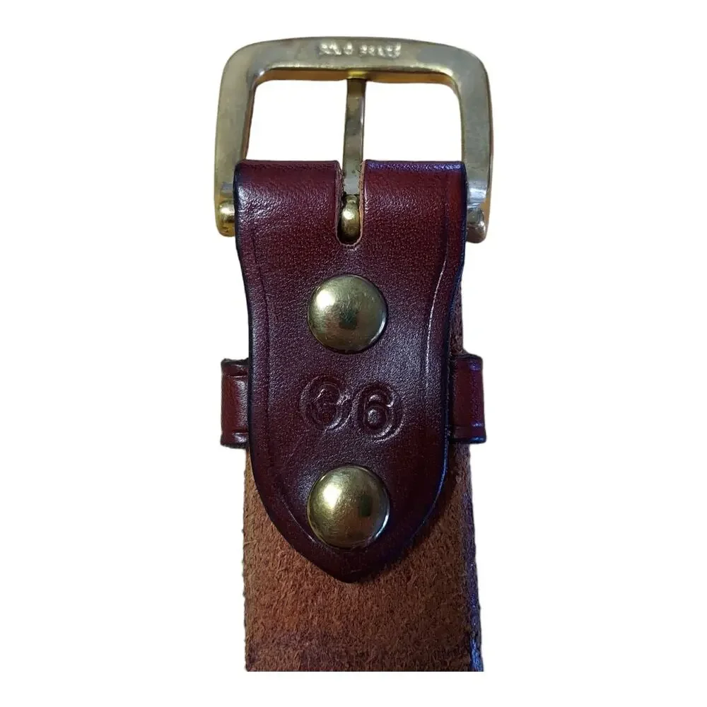 RARE Phillip Hawk Saddler Shoemaker Leather Brass Buckle Belt Hand Crafted 36